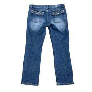 White House Black Market Noir Jeans Womens 10 Blue Distressed Straight Leg Denim